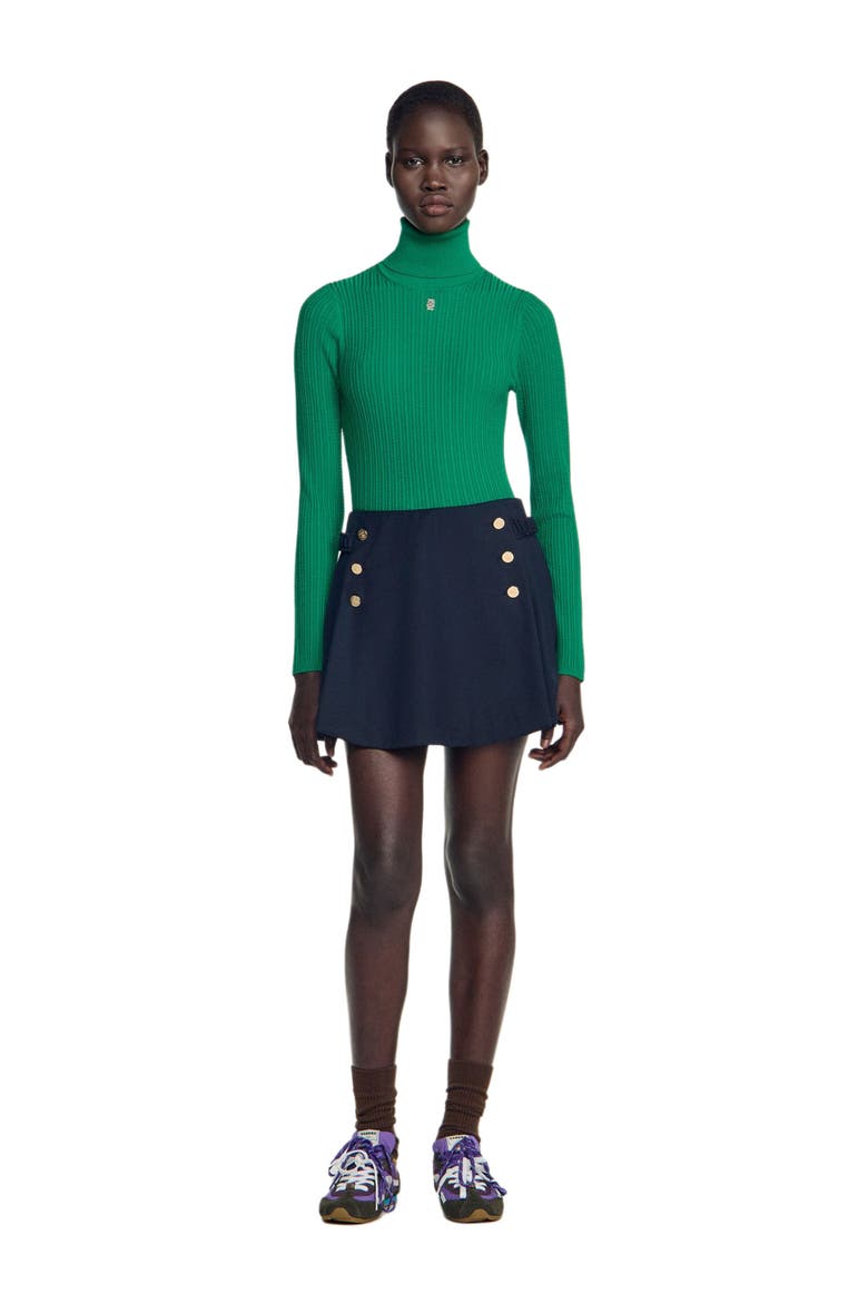 Wool Skort With Buttons, Main, color, Navy blue