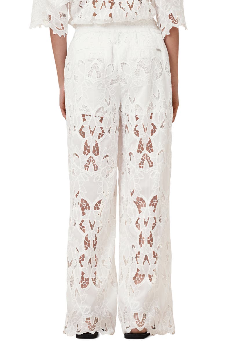 AllSaints Charli Embroidered Wide Leg Pants, Alternate, color, Snow White