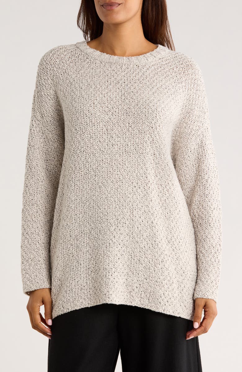Eileen Fisher Organic Cotton Tunic Sweater, Main, color, Sea Salt