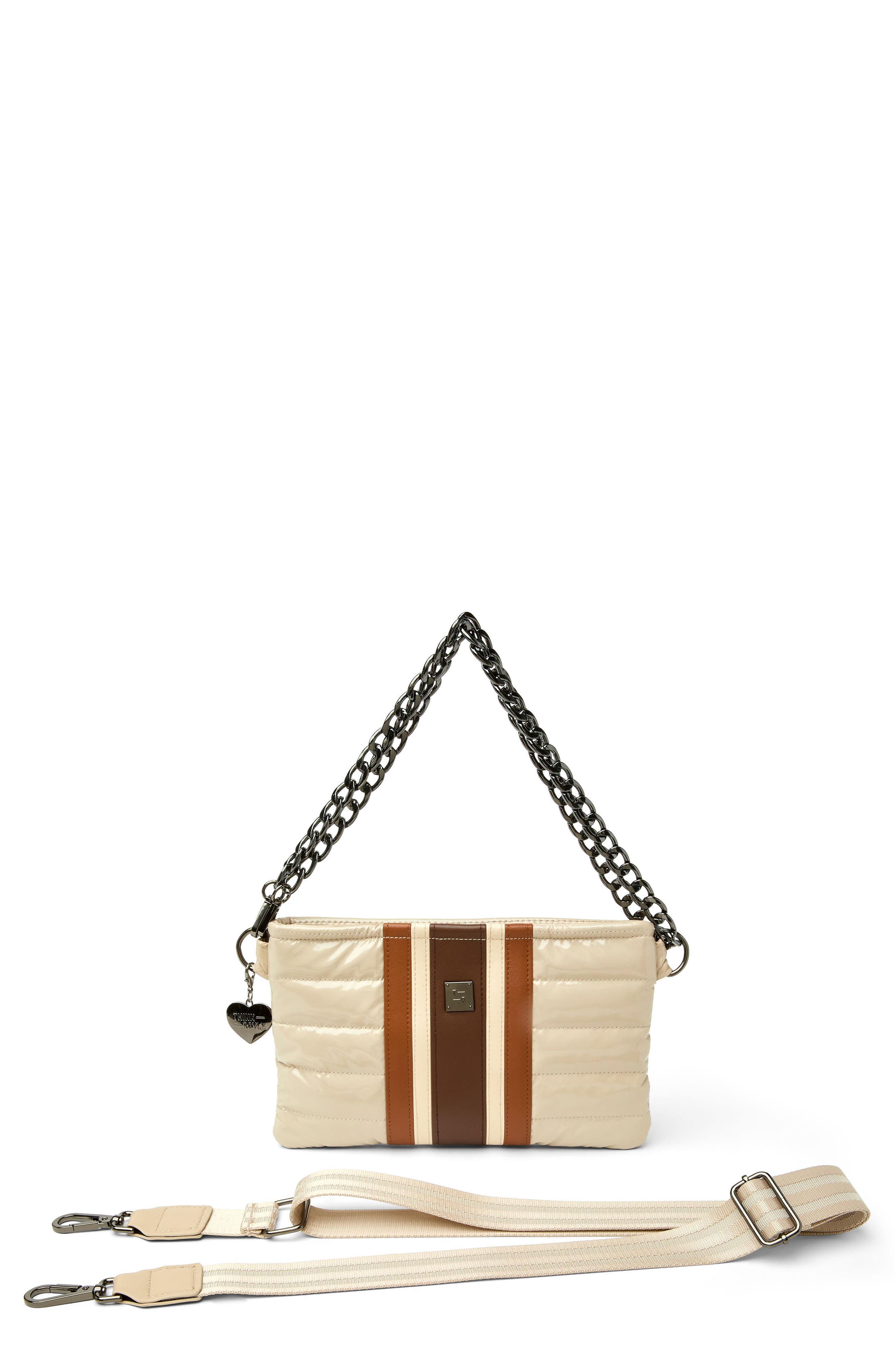THINK ROYLN Almost Famous Quilted Shoulder Bag, Alternate, color, Blonde Patent And Colorblock