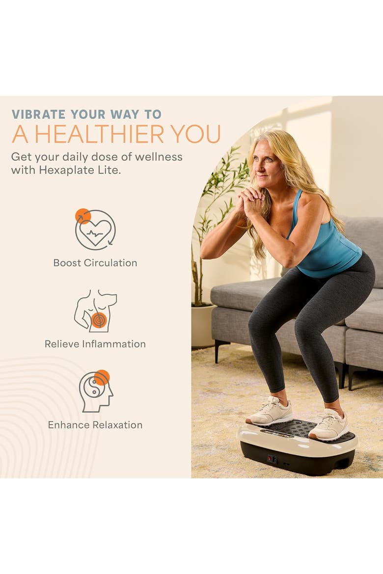 HexaPlate Lite Vibration Plate Exercise Machine Full Body Recovery and Muscle Toning, Alternate, color, Metallic Gold