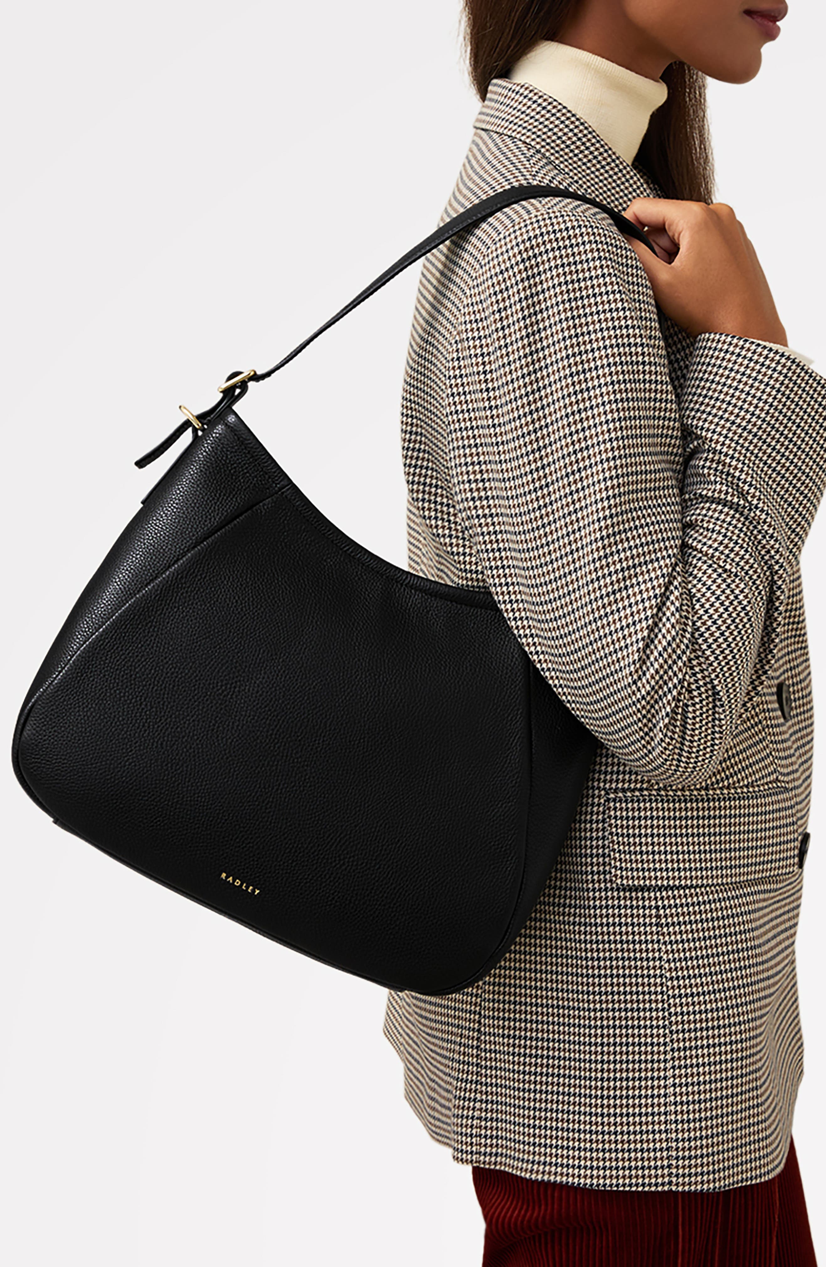 Radley Eastney Street Medium Zip Top Leather Satchel, Alternate, color, Black