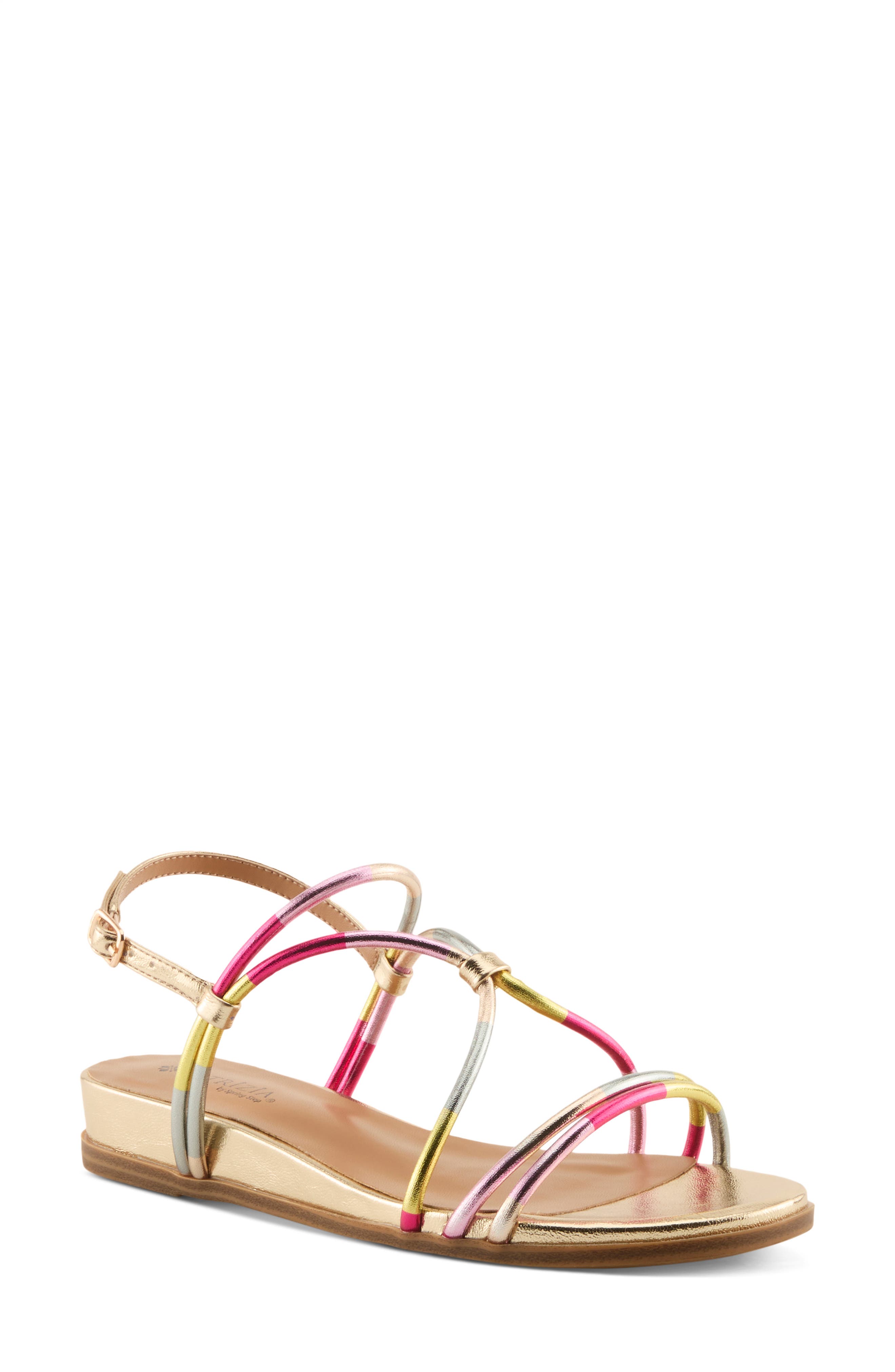 Pandya Faux Leather Sandal, Main, color, SOFT GOLD MULTI