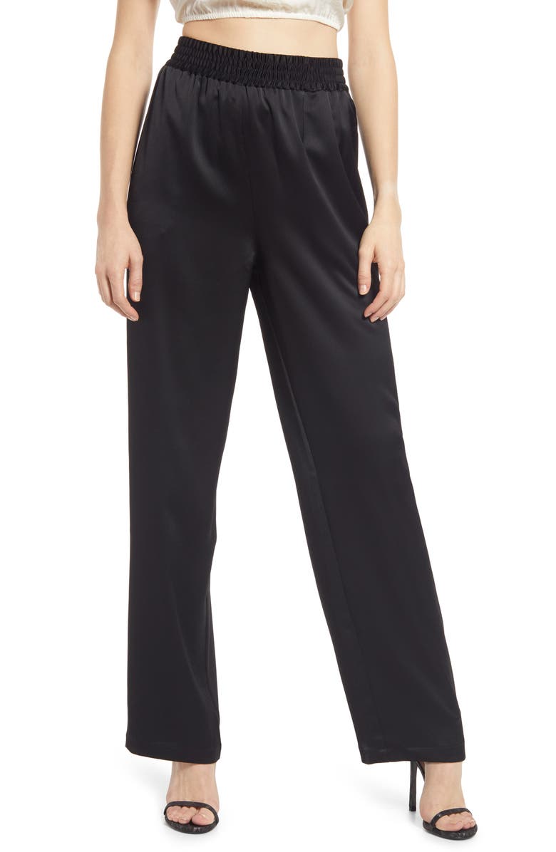 WAYF Scottie Pull-On Satin Pants, Main, color,