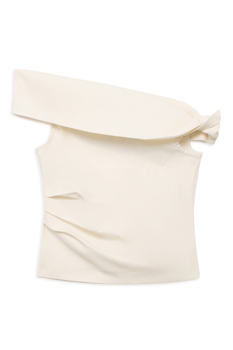 Pleated One-Shoulder Top, Alternate, color, ECRU