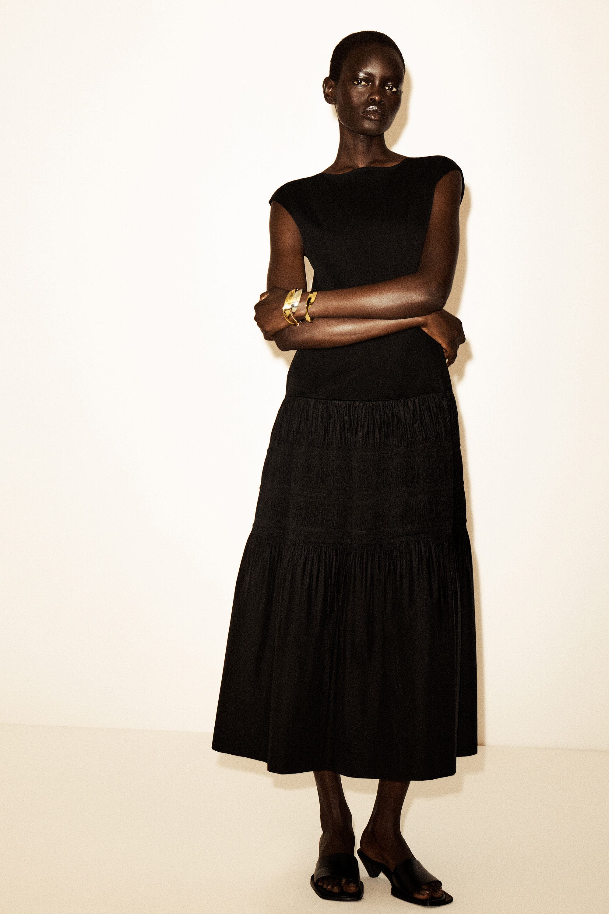 COS Tiered Gathered Midi Dress (Women) | Nordstrom
