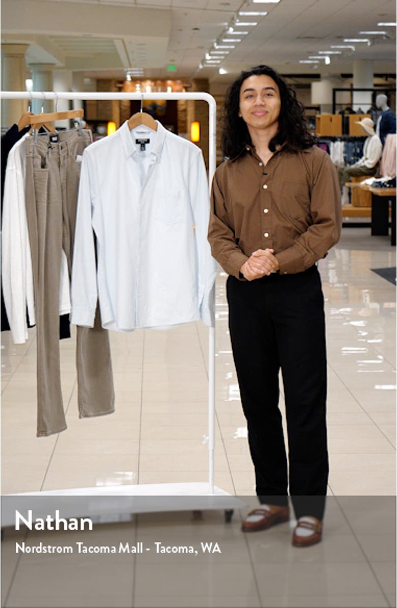 Trim Fit Stripe Stretch Cotton Oxford Button-Up Shirt, sales video thumbnail