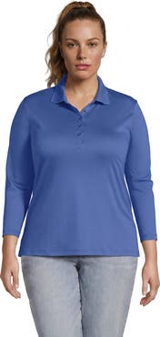 Lands' End Plus Size Supima Cotton 3/4 Sleeve Polo Shirt