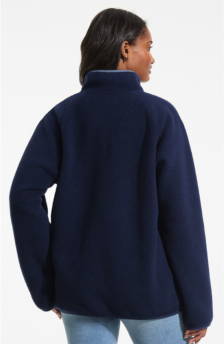 Lands' End Unisex Snap Neck Fleece Pullover, Alternate, color, Deep Sea Navy