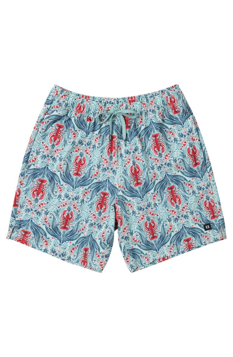 SAXX Oh Buoy 2N1 7-Inch Volley Swim Trunks, Alternate, color, Lobster Flourish-Mint