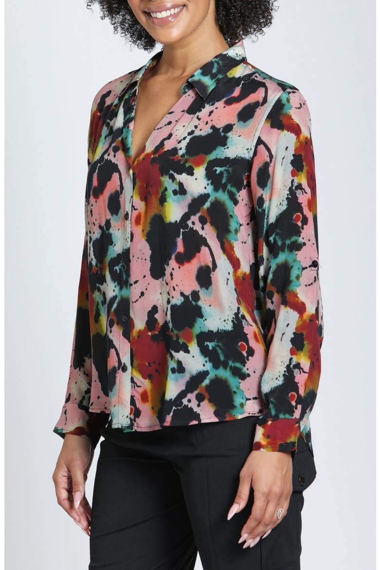 Print Roll Tab Sleeve Button-Up Shirt, Alternate, color, CANYON CLAY MULTI