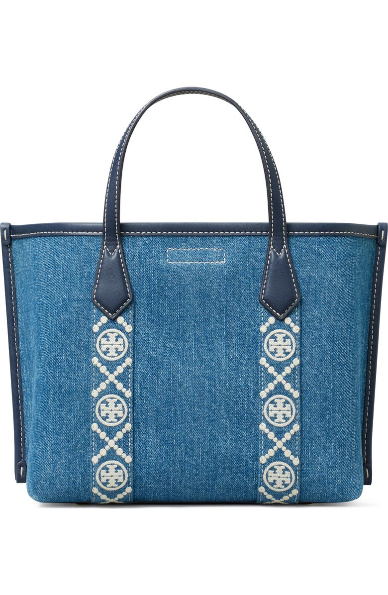 Tory Burch Perry Triple Compartment Denim Tote, Alternate, color,