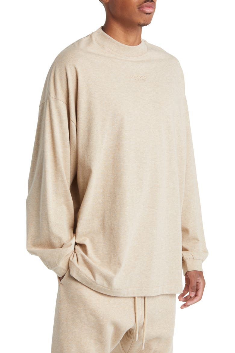 Essentials Long Sleeve Cotton T-Shirt, Alternate, color, GOLD HEATHER
