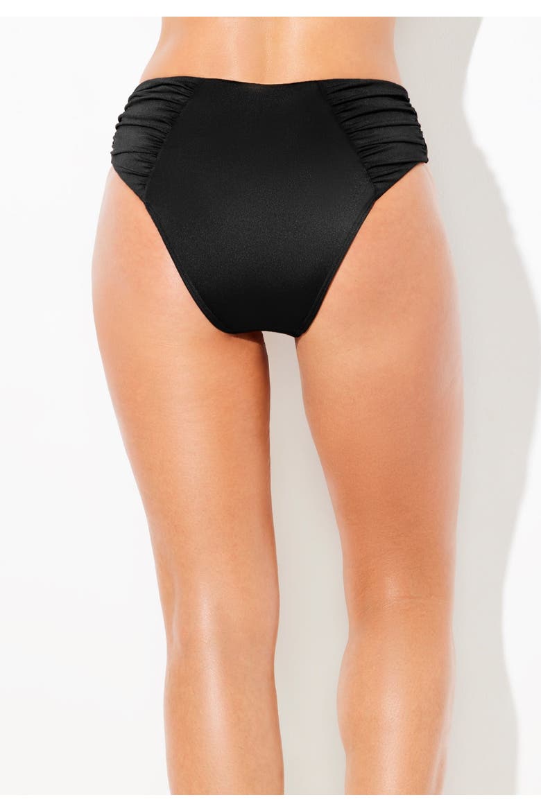 Shimmer Side Ruched Swim Brief, Alternate, color, Black