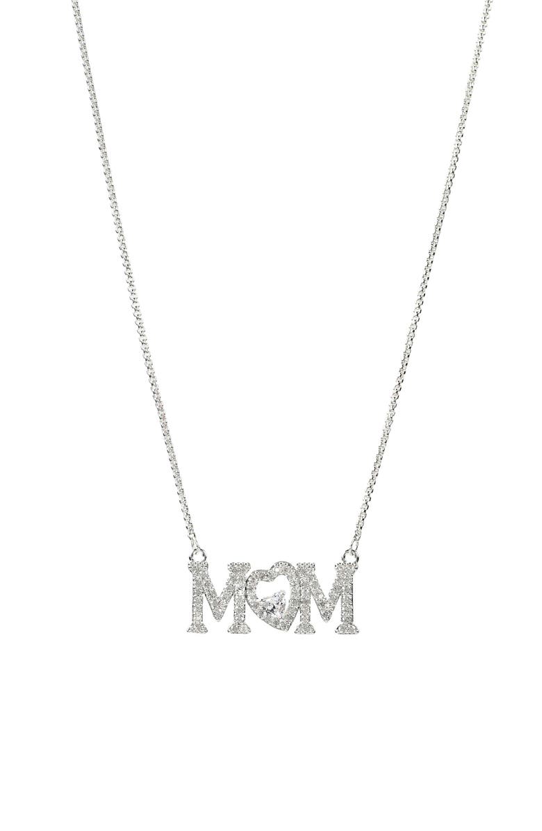 Danecraft Mom Pendant Necklace & Heart Stud Earrings Set, Alternate, color, Metallic Silver