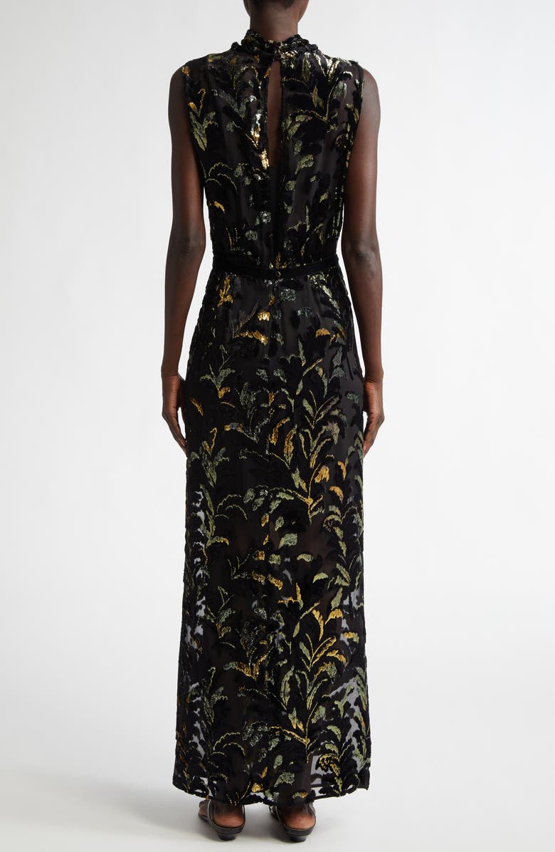 Johanna Ortiz Fancy Sea Burnout Velvet Silk Chiffon Maxi Dress, Alternate, color, 