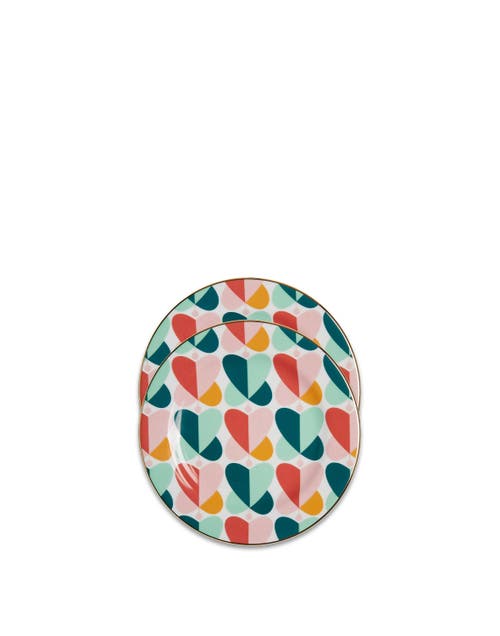 La Doublej Dessert Plates Set Of 2 Farfalle Multicolor In Farfalle Multicolor
