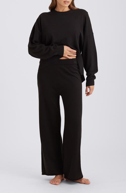 Papinelle Cotton & Cashmere Crewneck Pajama Top In Black