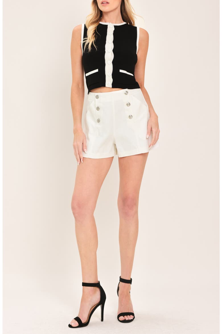 Colorblock Sleeveless Crop Cardigan, Alternate, color, BLACK