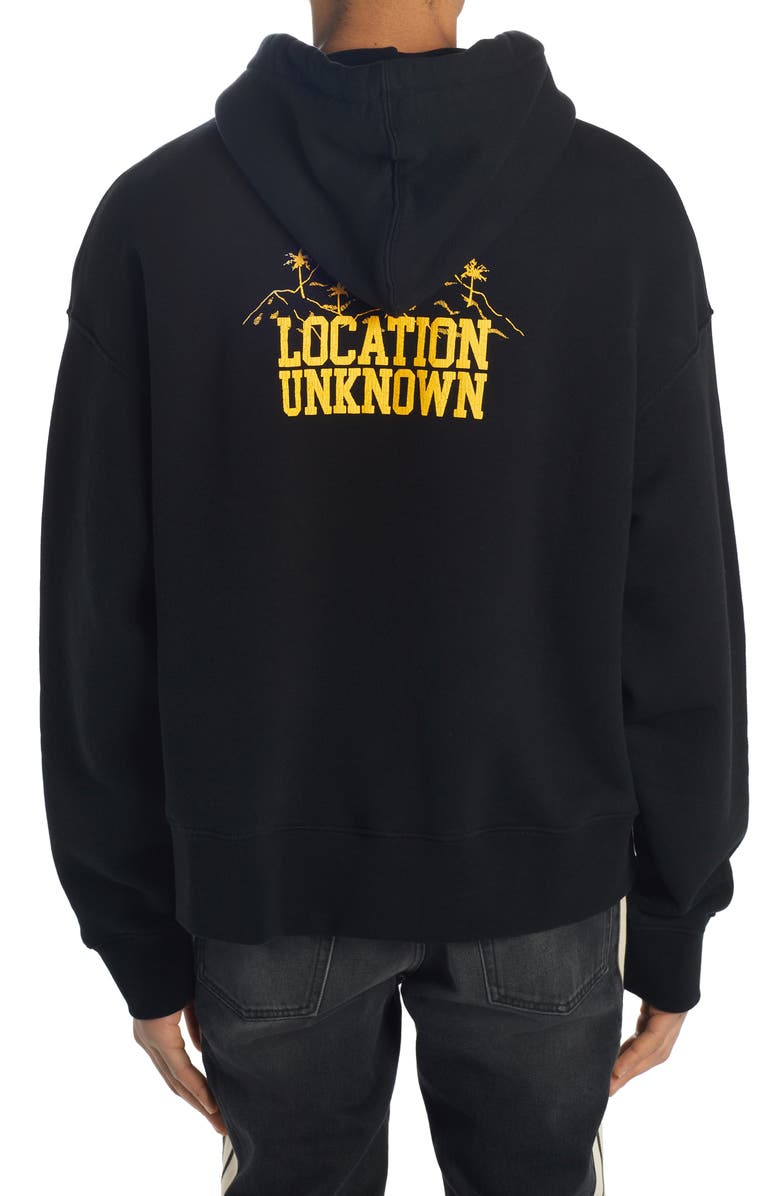 Palm Angels Location Unknown Logo Graphic Hoodie, Alternate, color,