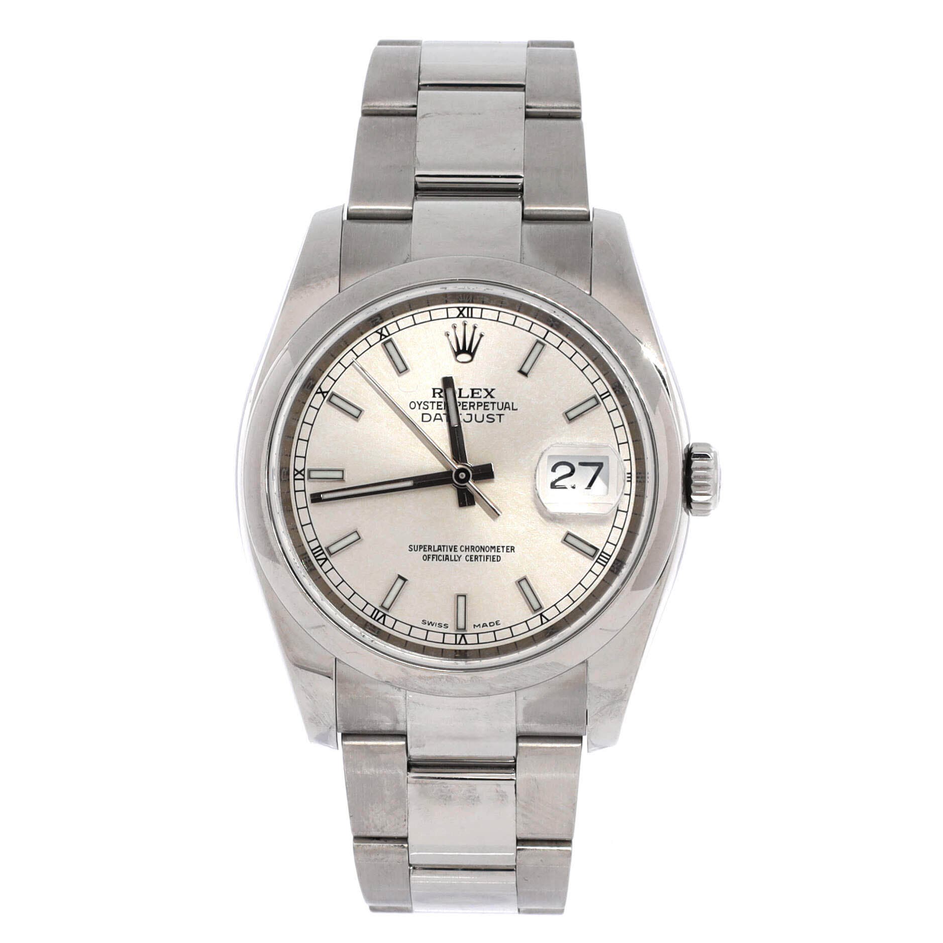 Oyster Perpetual Datejust Automatic Watch Stainless Steel 36, Main, color, Metallic Silver