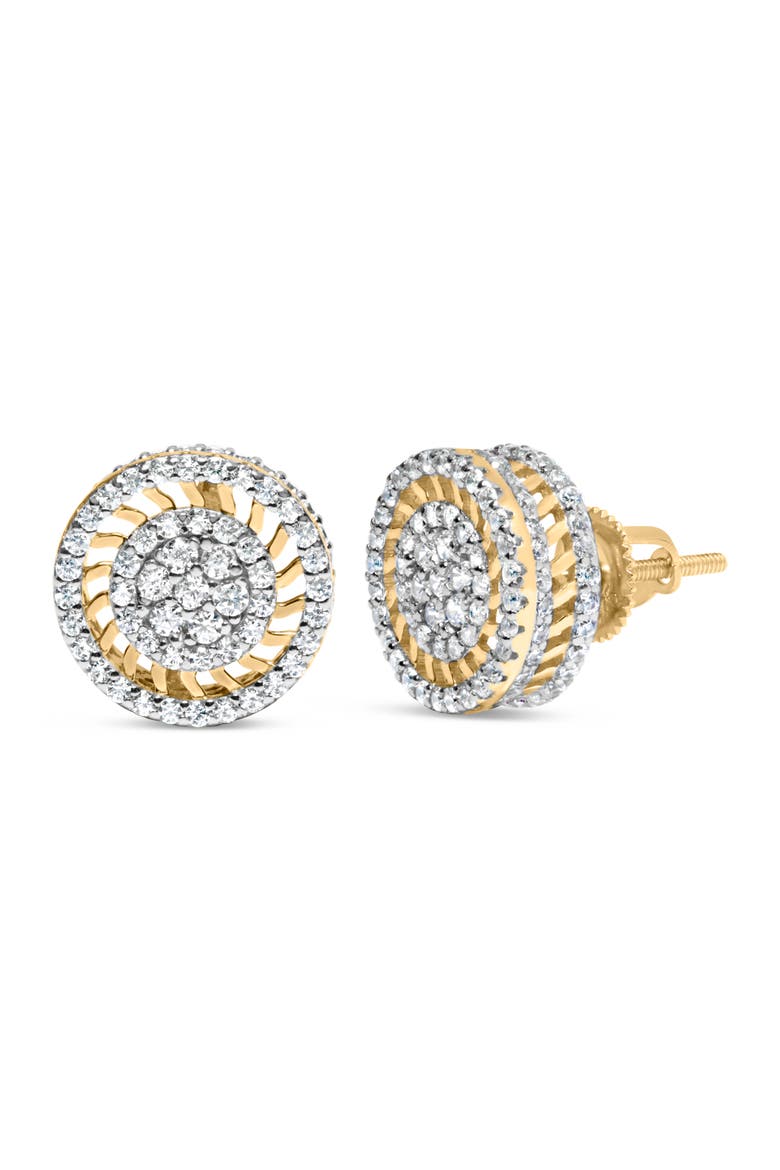 10K Yellow Gold 1.00 Ct Diamond Halo Radiant Sunburst Stud Earrings, Alternate, color, Yellow