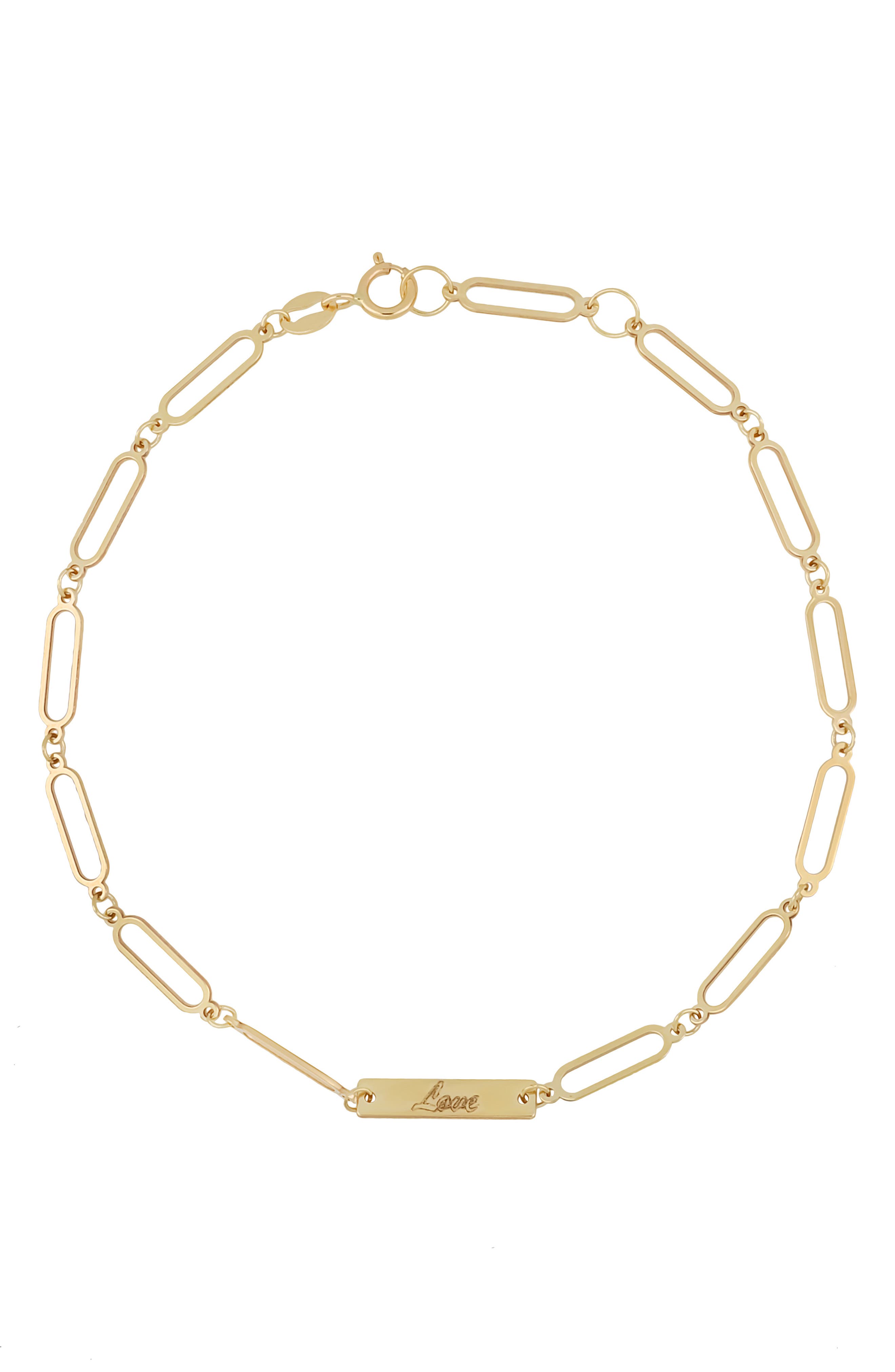 Bony Levy 14K Yellow Gold Love Paper Clip Chain Bracelet