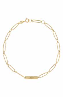 Bony Levy 14K Yellow Gold Love Paper Clip Chain Bracelet