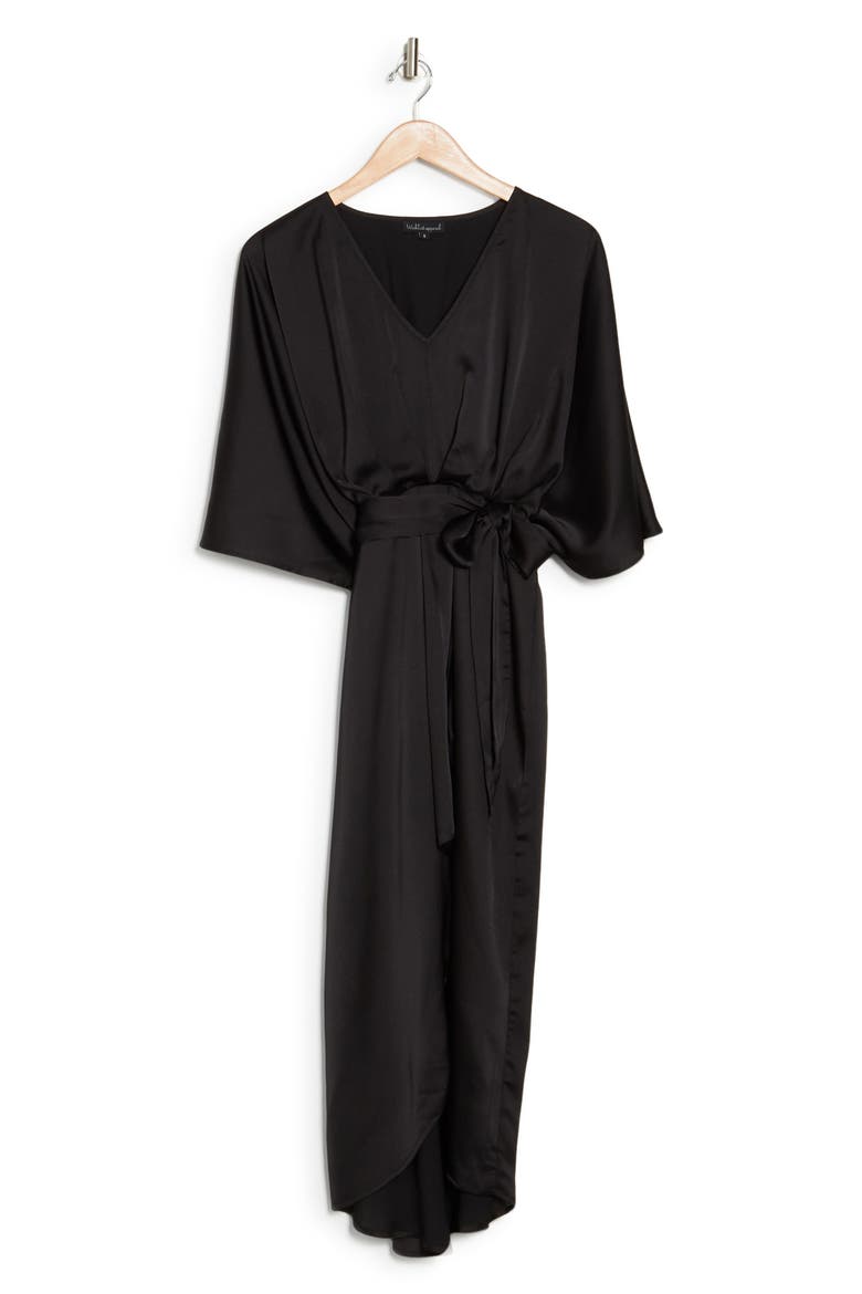 Faux Wrap Dress, Alternate, color, BLACK