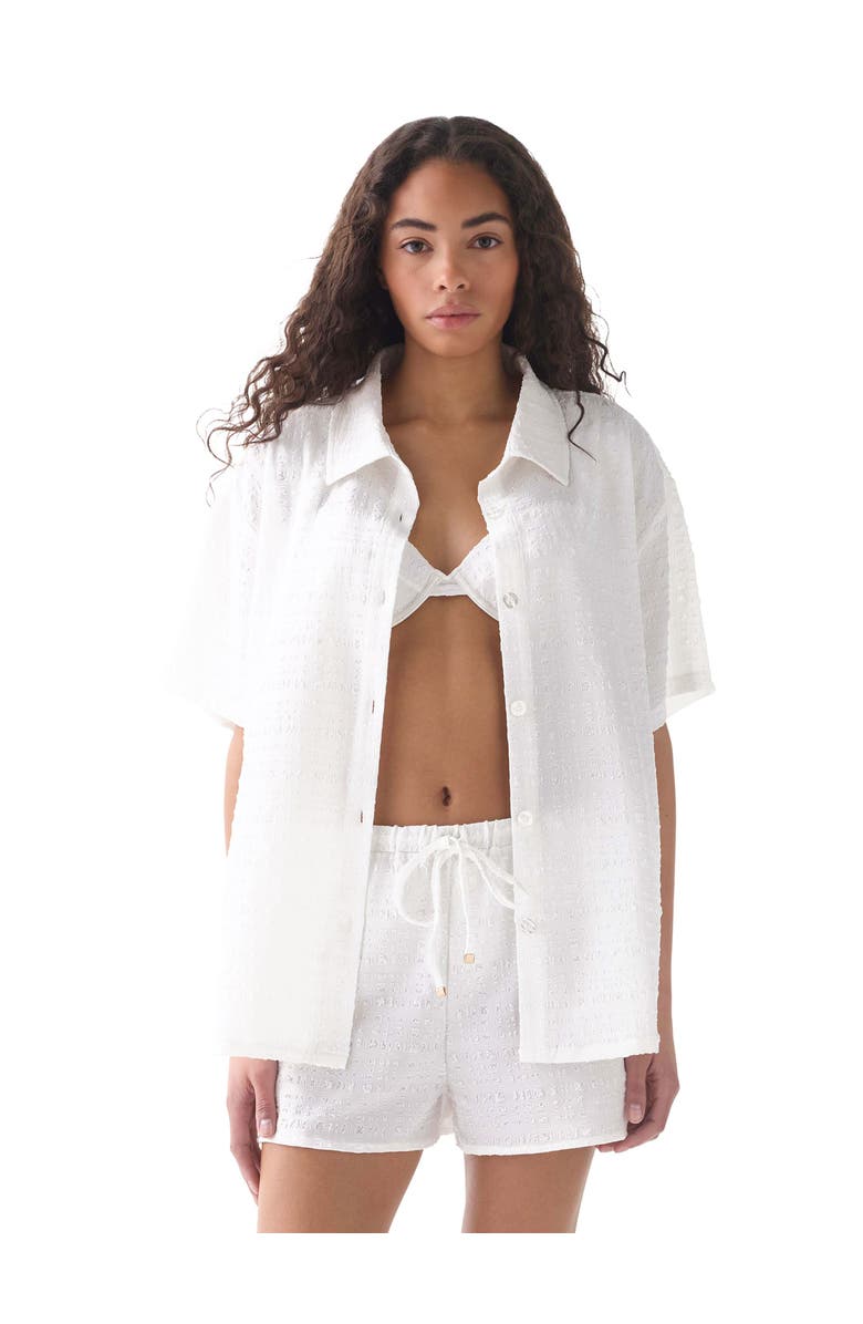 Kate Spade New York Short Sleeve Swim Shirt, Main, color, White