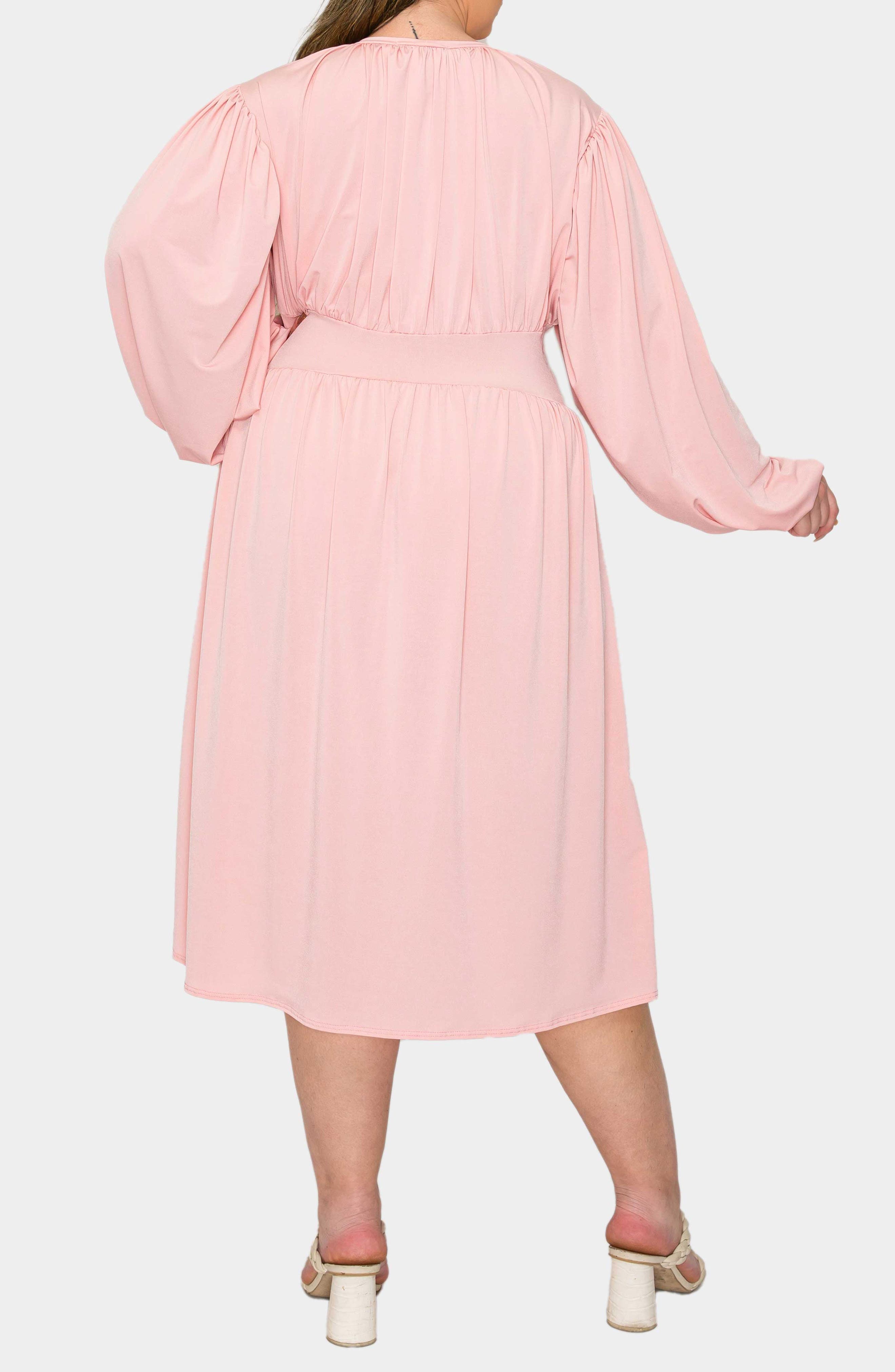 Audrey Gathered Long Sleeve Midi Dress - image 4
