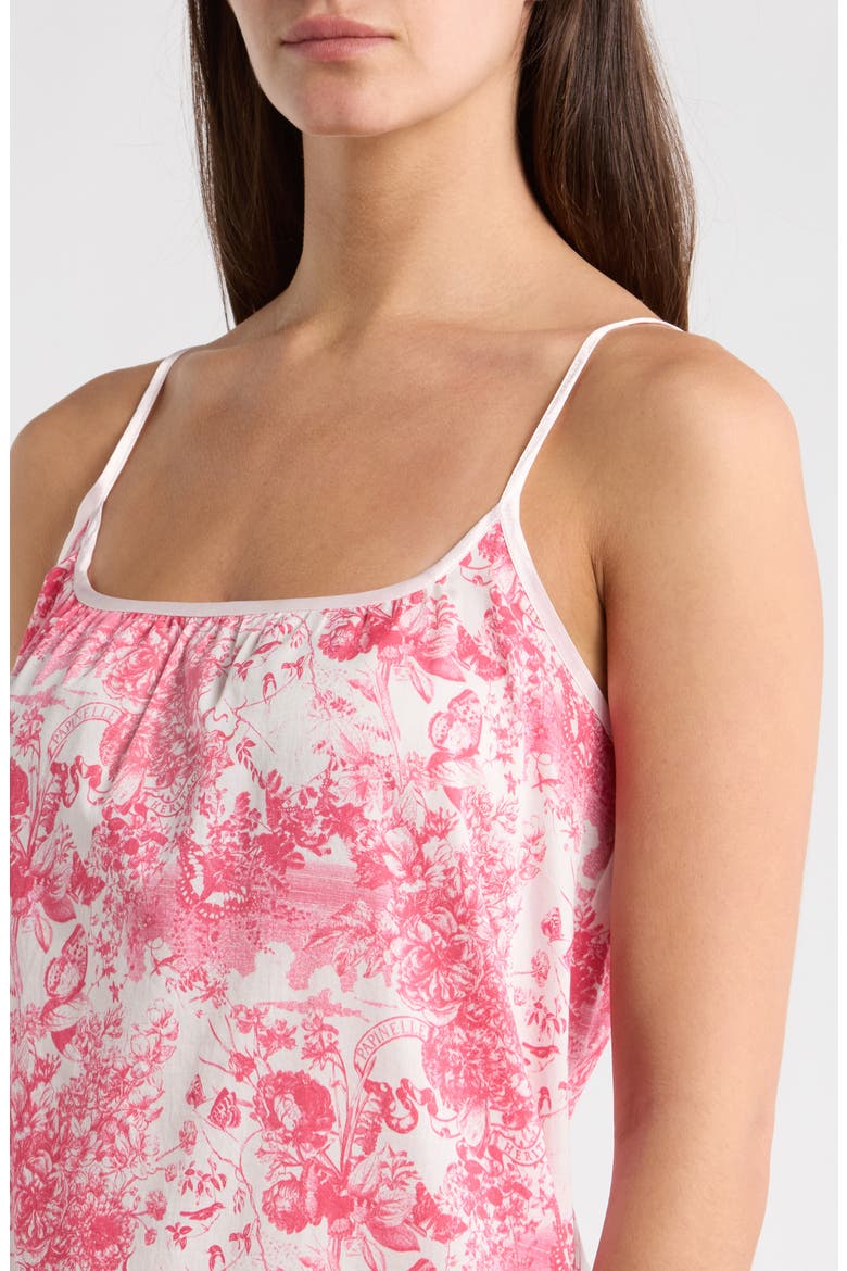 Toile de Jouy Cotton Sateen High-Low Chemise, Alternate, color, PINK LEMONADE