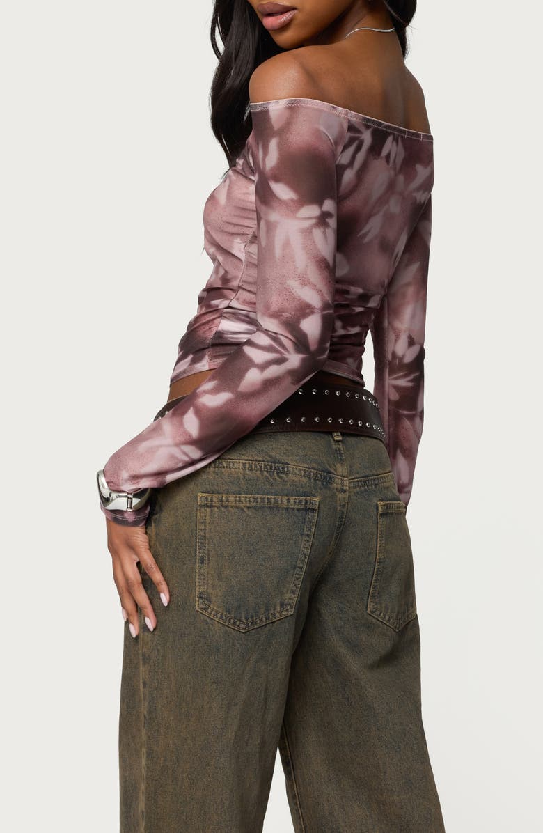 EDIKTED Sheer Mesh Off the Shoulder Top, Alternate, color, 