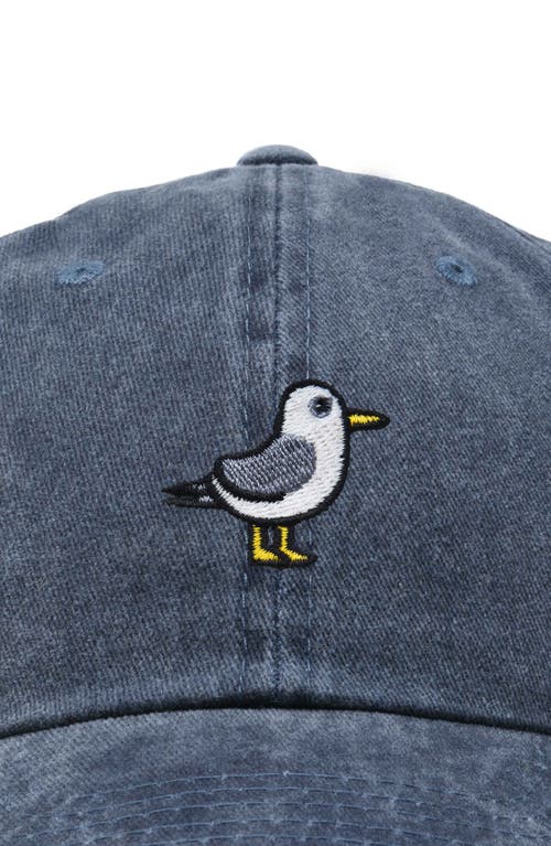 Dalix Seagull Embroidered Everyday Cap In Washed Navy Blue