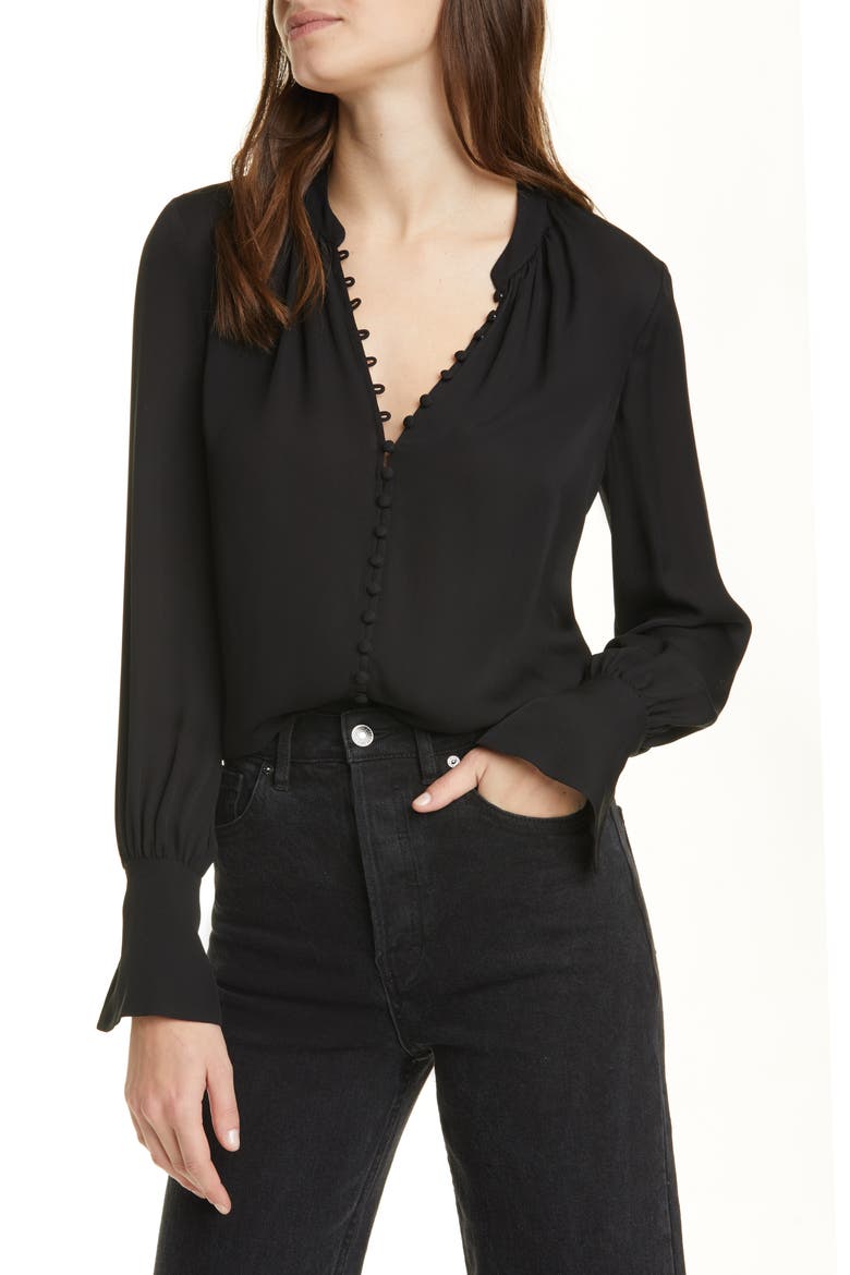 Tariana Silk Blouse, Main, color, CAVIAR