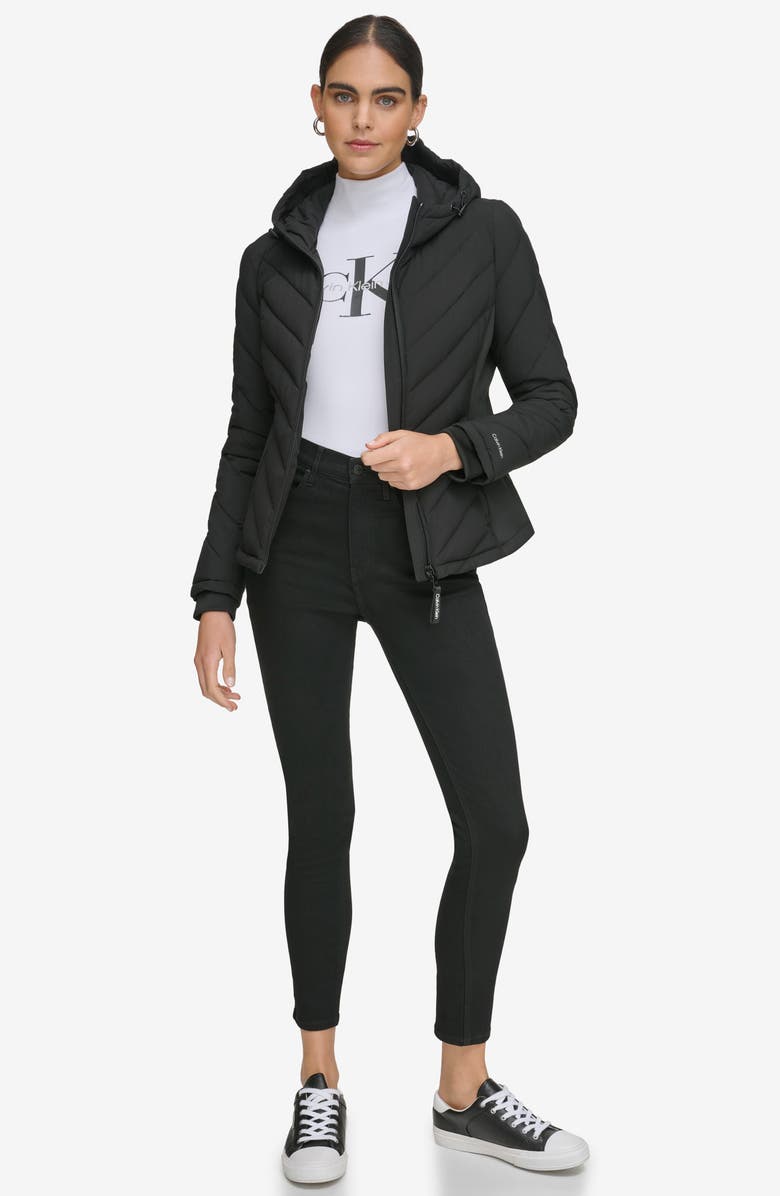 Calvin Klein Packable Chevron Quilt Scuba Puffer Jacket, Alternate, color, 