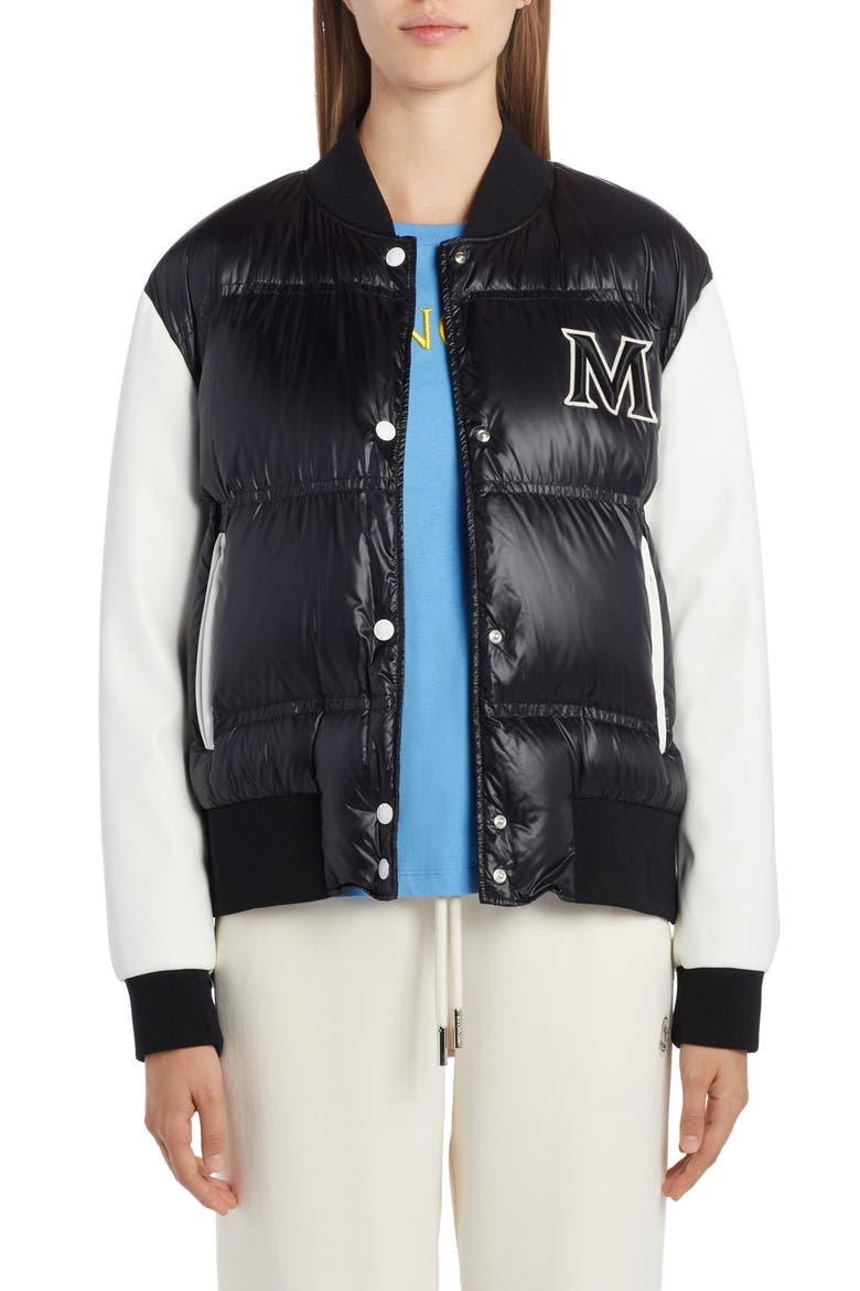 Mole Logo Down Bomber Jacket, Main, color, BLACK