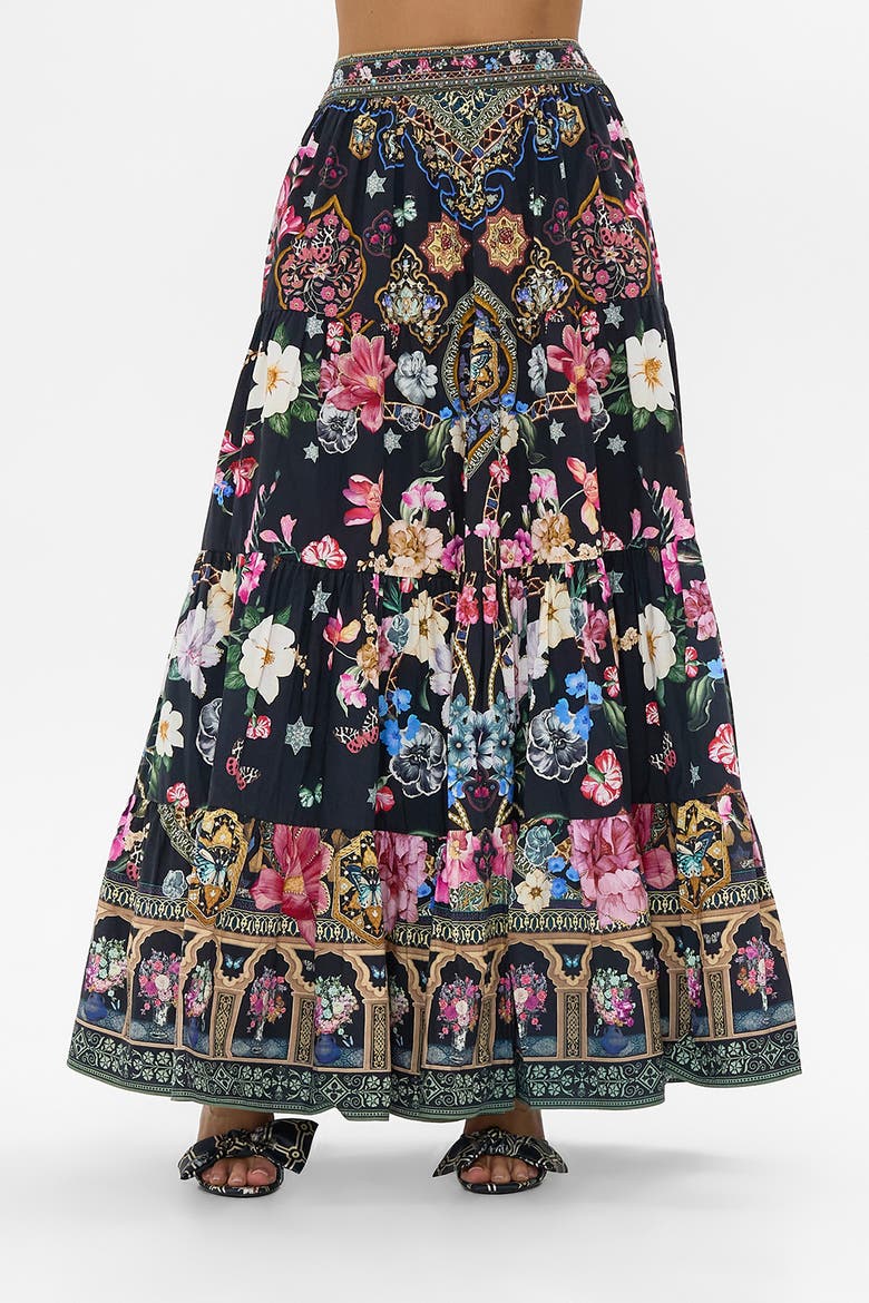 Tiered Maxi Skirt Midnight In Monserrate, Main, color, Midnight In Monserrate