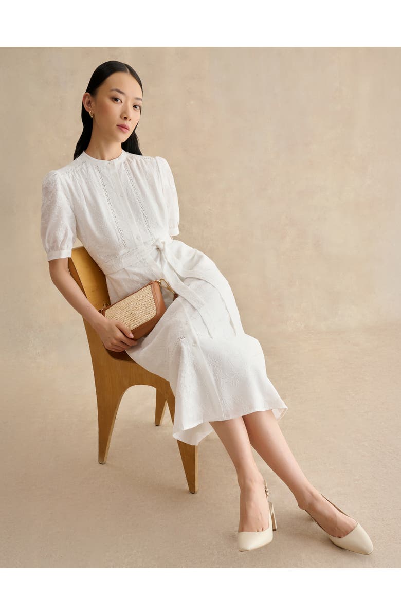 HOBBS LONDON Amani Short Sleeve Midi Dress, Alternate, color, White