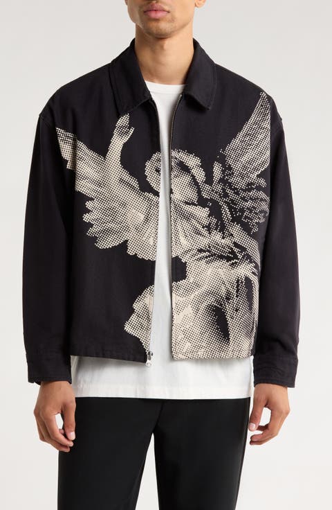 Process Long Sleeve Zip Front Cotton Denim Shirt