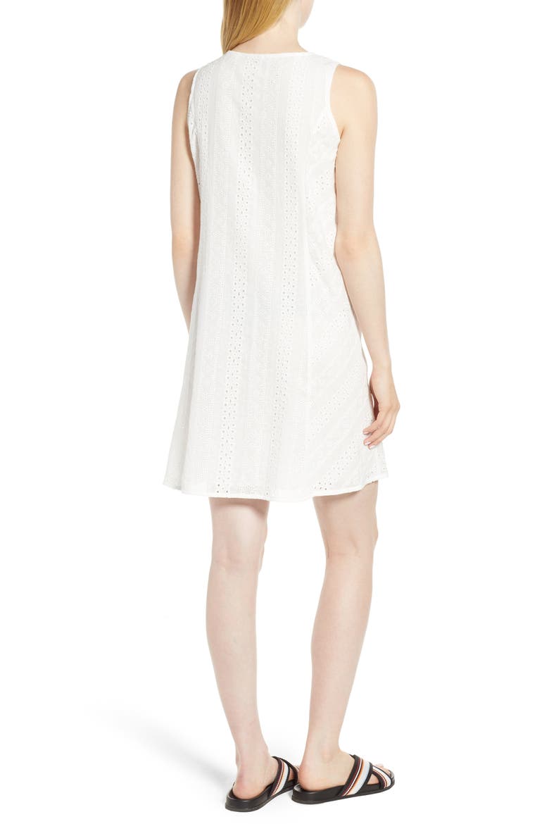 Eyelet Shift Dress, Alternate, color, WHITE