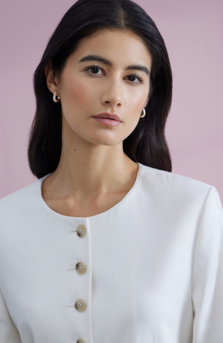 Nordstrom Set of 3 Hoop Earrings, Alternate, color, Clear- Gold