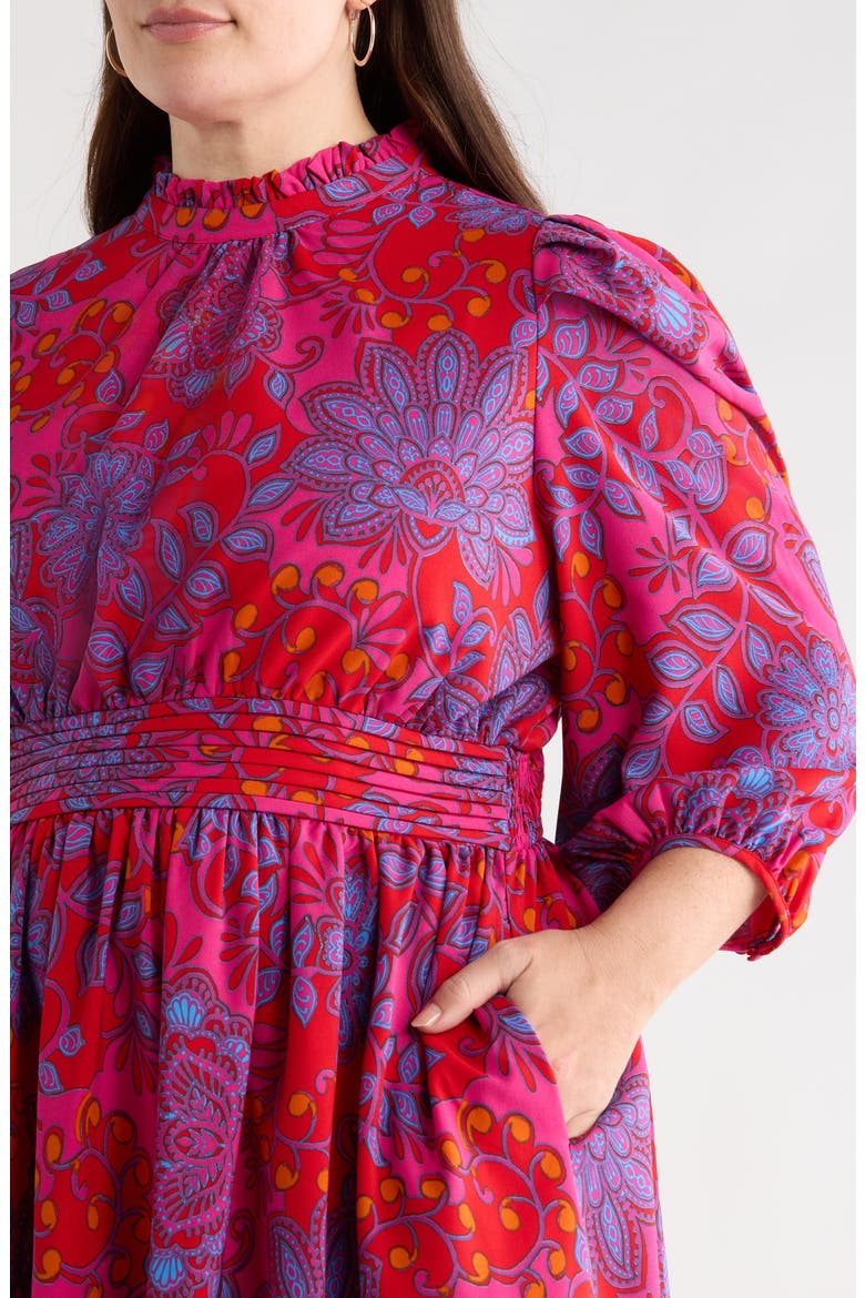Darret Esmae Floral Pleated Dress, Alternate, color, FUCHSIA-MULTI