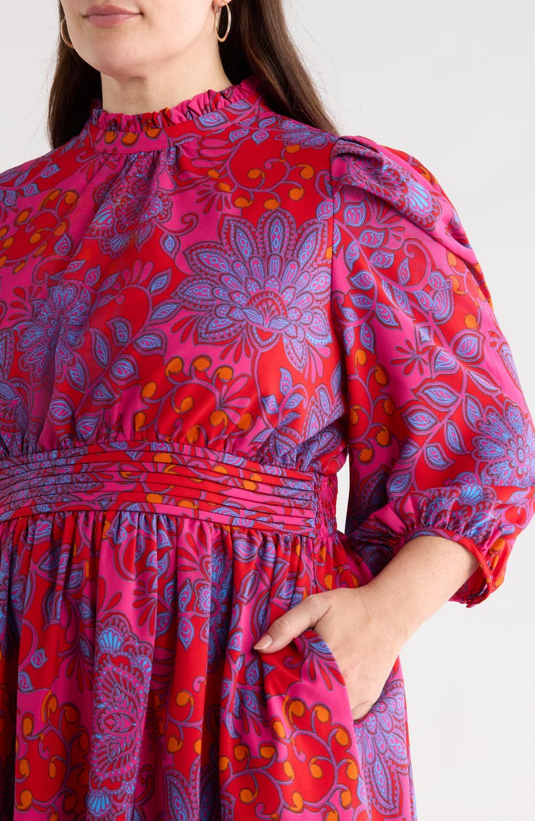 SUGARLIPS Darret Esmae Floral Pleated Dress, Alternate, color, Fuchsia-Multi