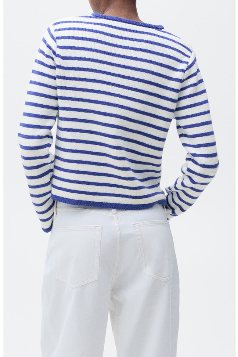 Stripe Cotton Blend Cardigan, Alternate, color, BLUE