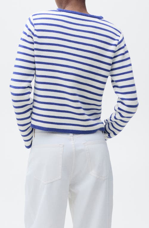 Mango Stripe Cotton Blend Cardigan