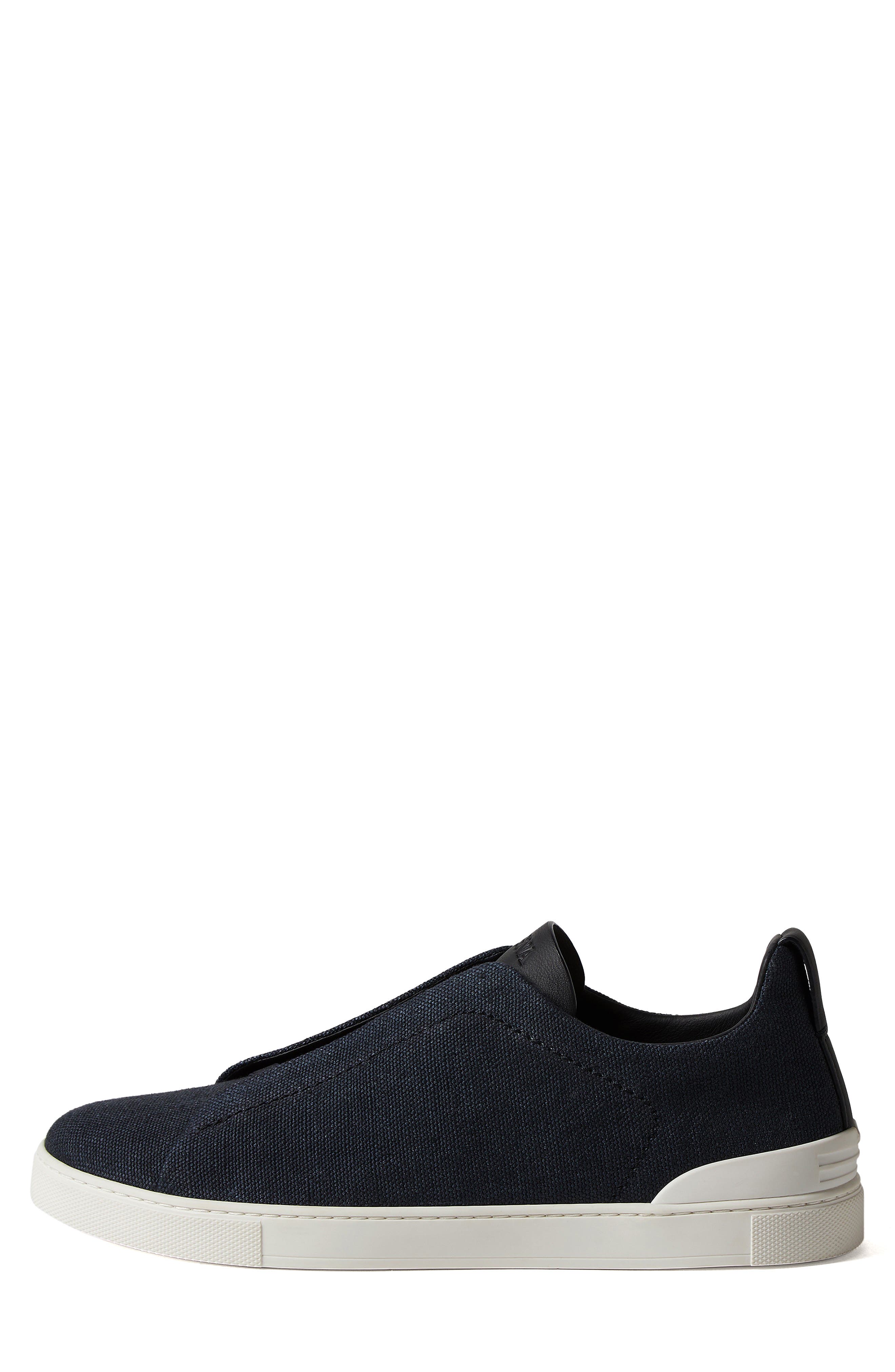 Cotton, Linen & Leather Triple Stitch™ Sneaker, Alternate, color, NAVY BLUE