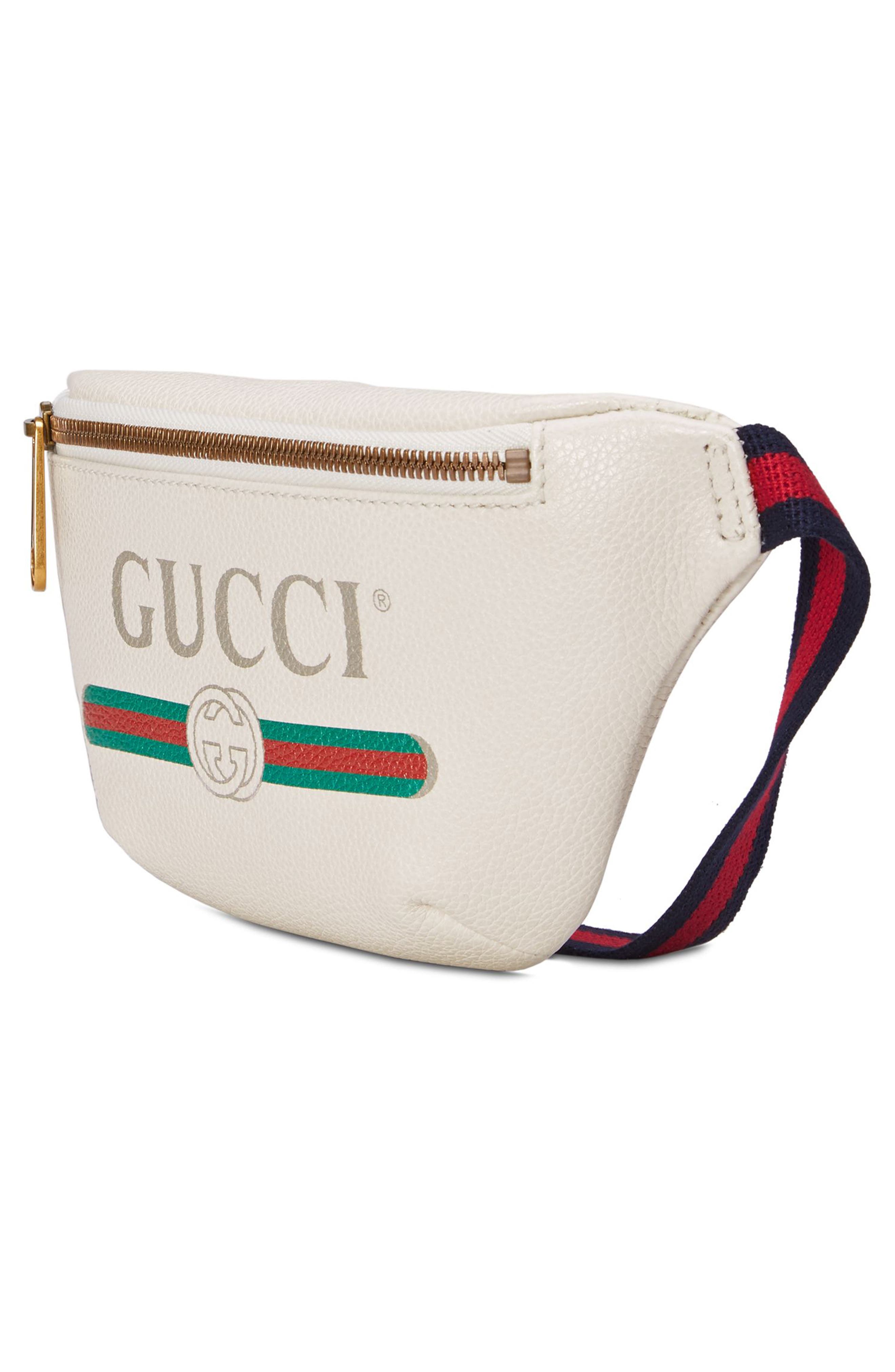 Leather Belt Bag, Alternate, color, MYSTIC WHITE/ VERT RED