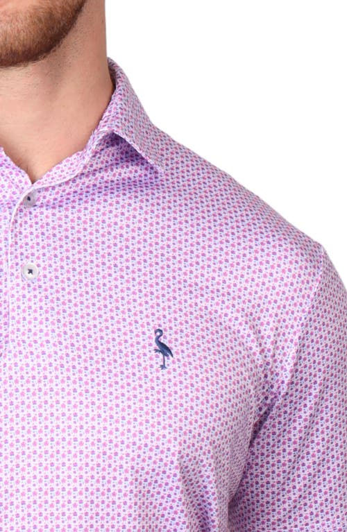 Shop Tailorbyrd Micro Floral Print Performance Polo In Pink