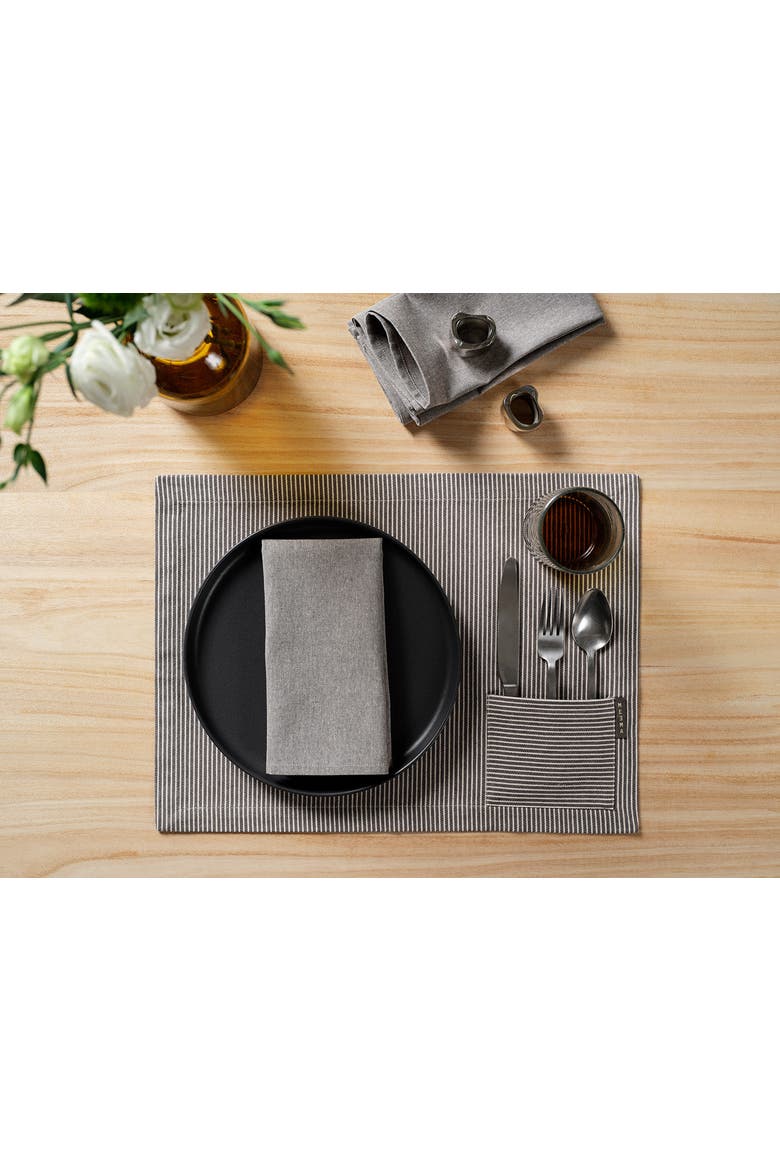 Cotton Cloth Placemats, Alternate, color, Black